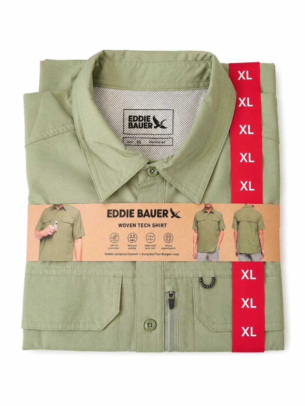 Eddie Bauer Men’s Lightweight Woven Tech Shirt Jacket in Light Olive